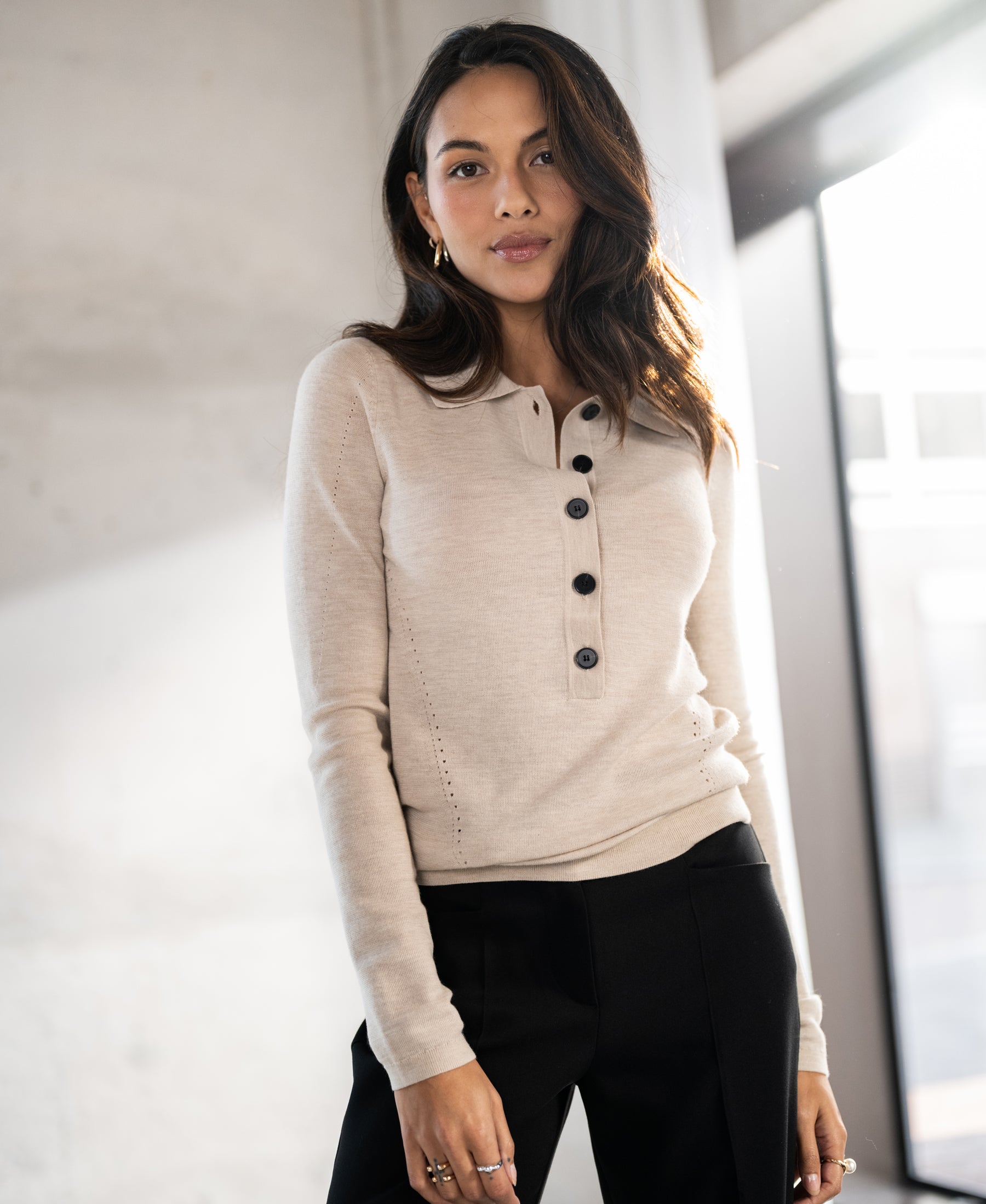 Merino wool polo LE BOBIGNY Beige