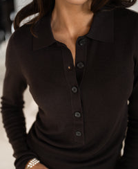 Merino wool polo shirt LE BOBIGNY Pure choco