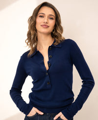 Merino wool polo shirt LE BOBIGNY Navy