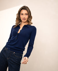 Merino wool polo shirt LE BOBIGNY Navy