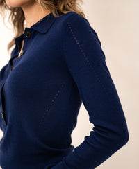 Merino wool polo shirt LE BOBIGNY Navy