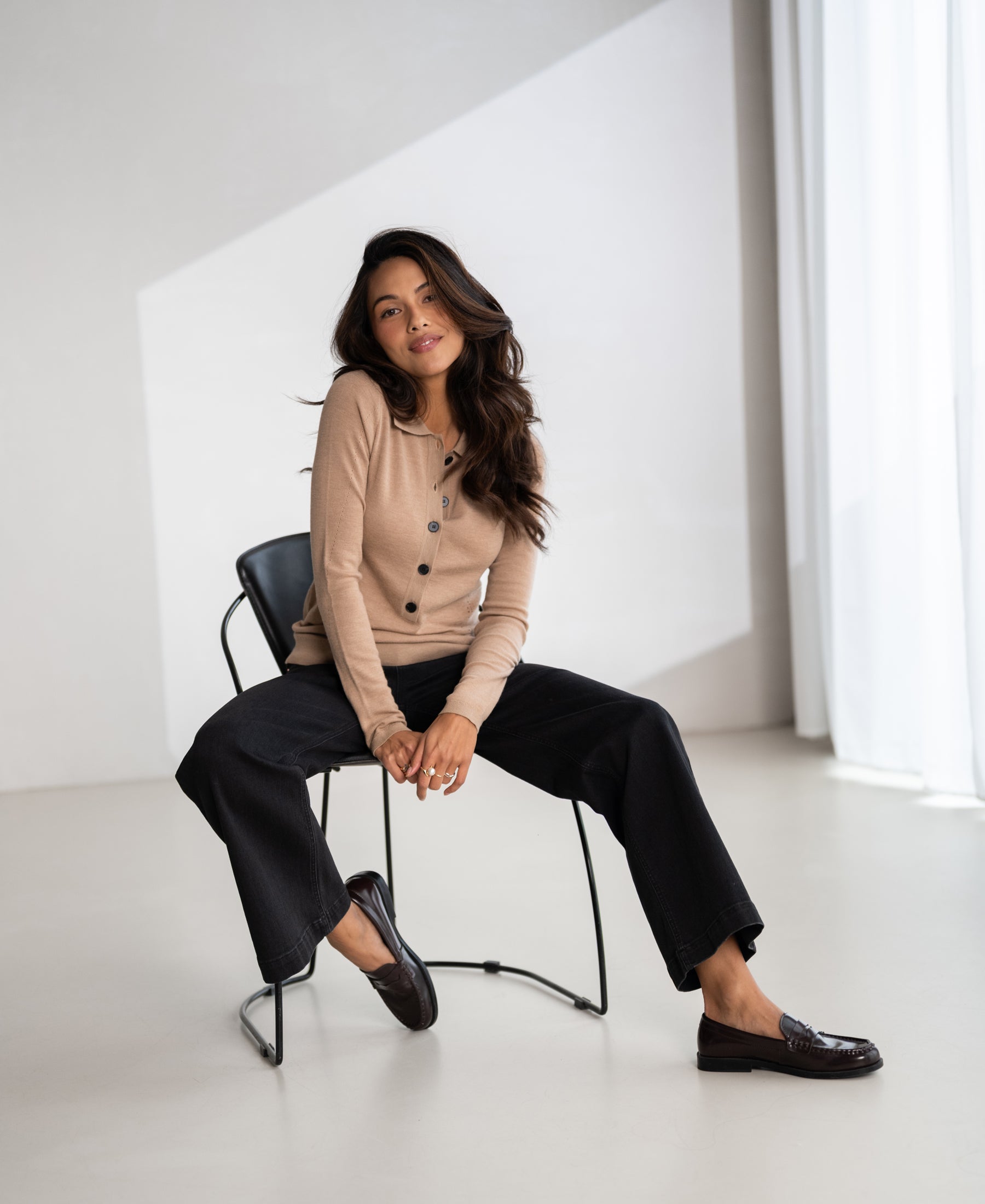 Merinowollen polo LE BOBIGNY Soft camel