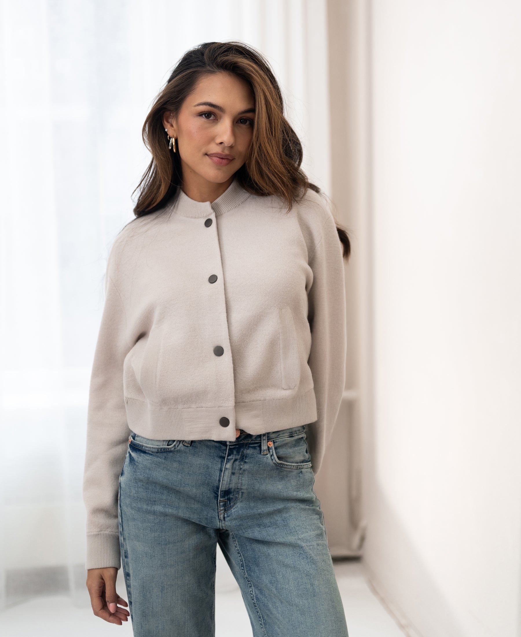 Beige bomber jacket in the style 