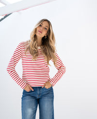 Breton striped shirt LA BRETONNE Ivory-red