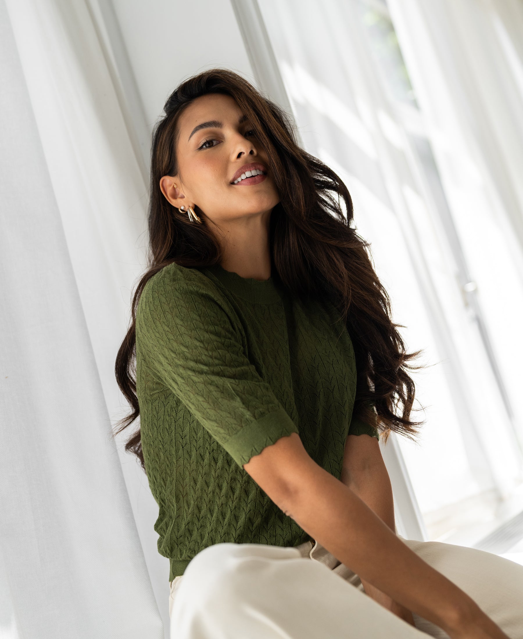 Merino jumper LA BRIOCHE Olive green