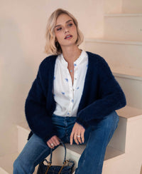 Flauschige Strickjacke LA CHERIE Navy