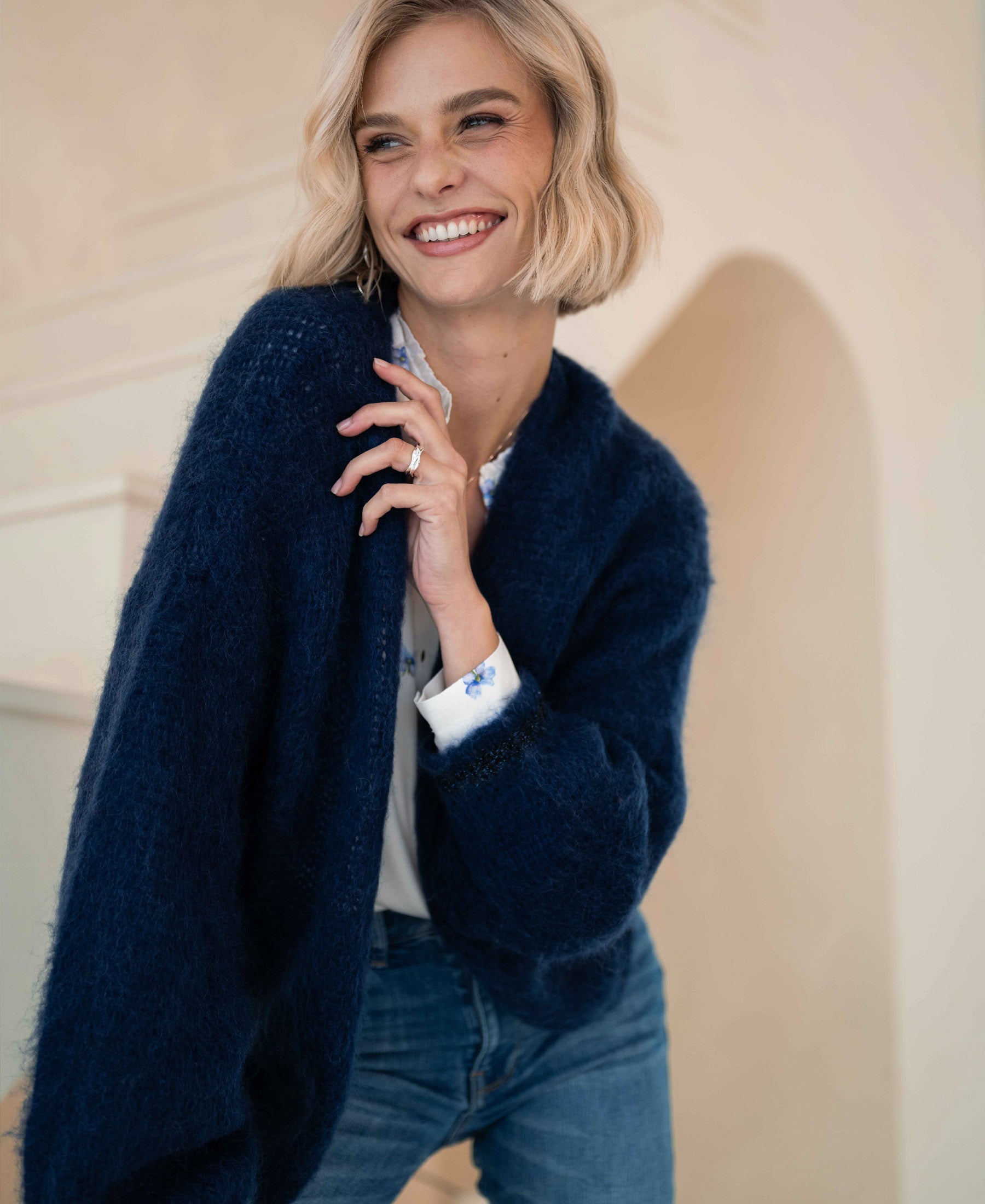 Fluffy woolly blue cardigan LA CHERIE | PLEIN PUBLIQUE