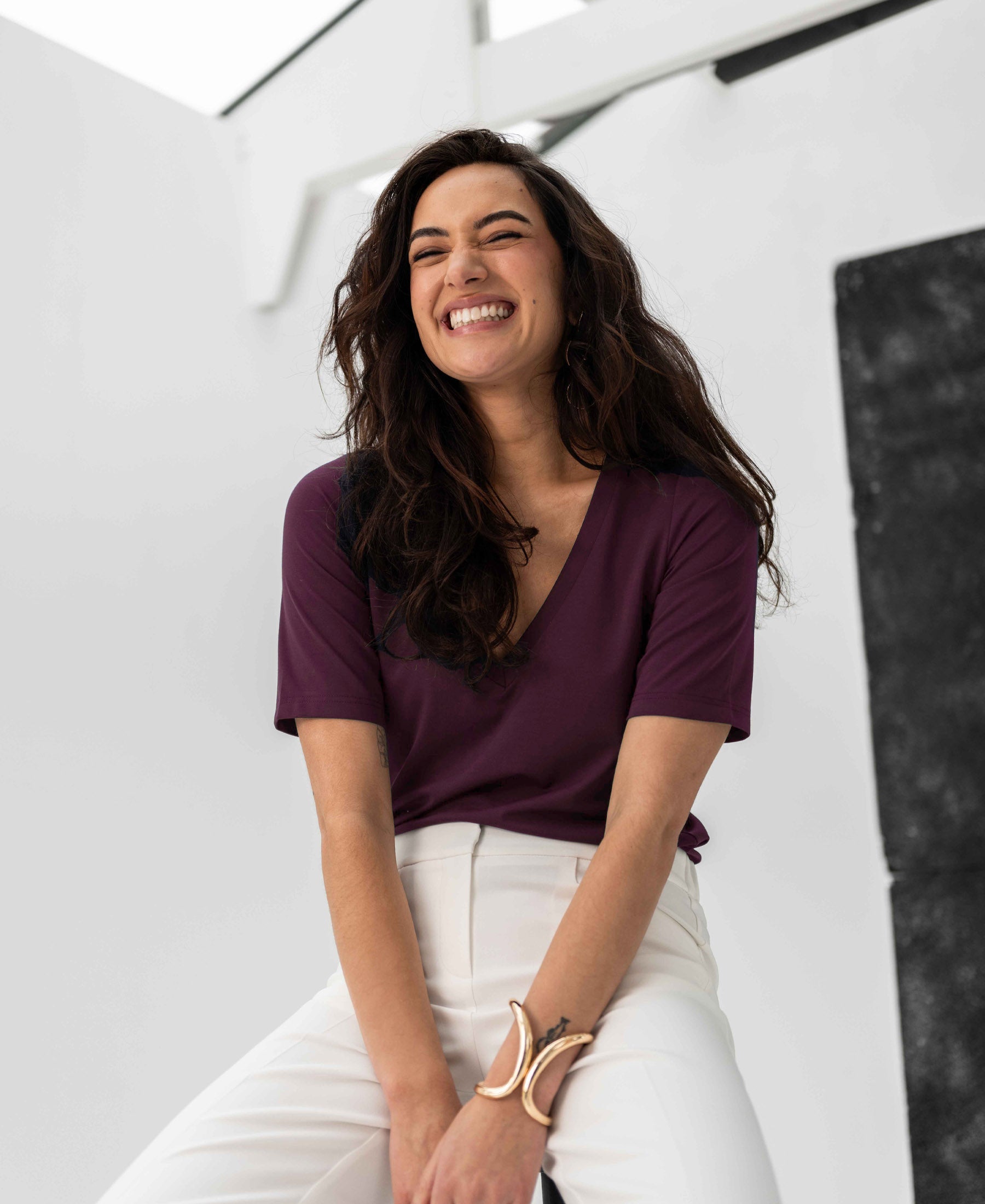 V-neck T-shirt LA VERONIQUE Bordeaux