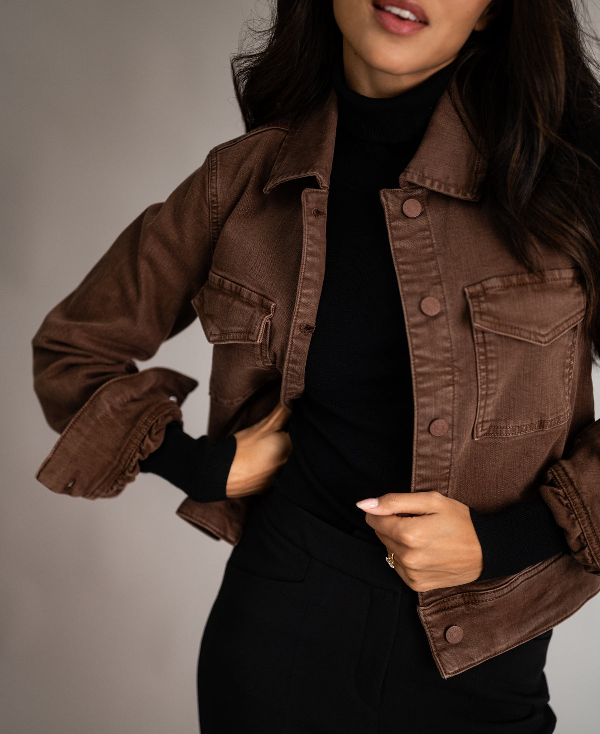 Stretch denim jacket LA CALLAS Cocoa
