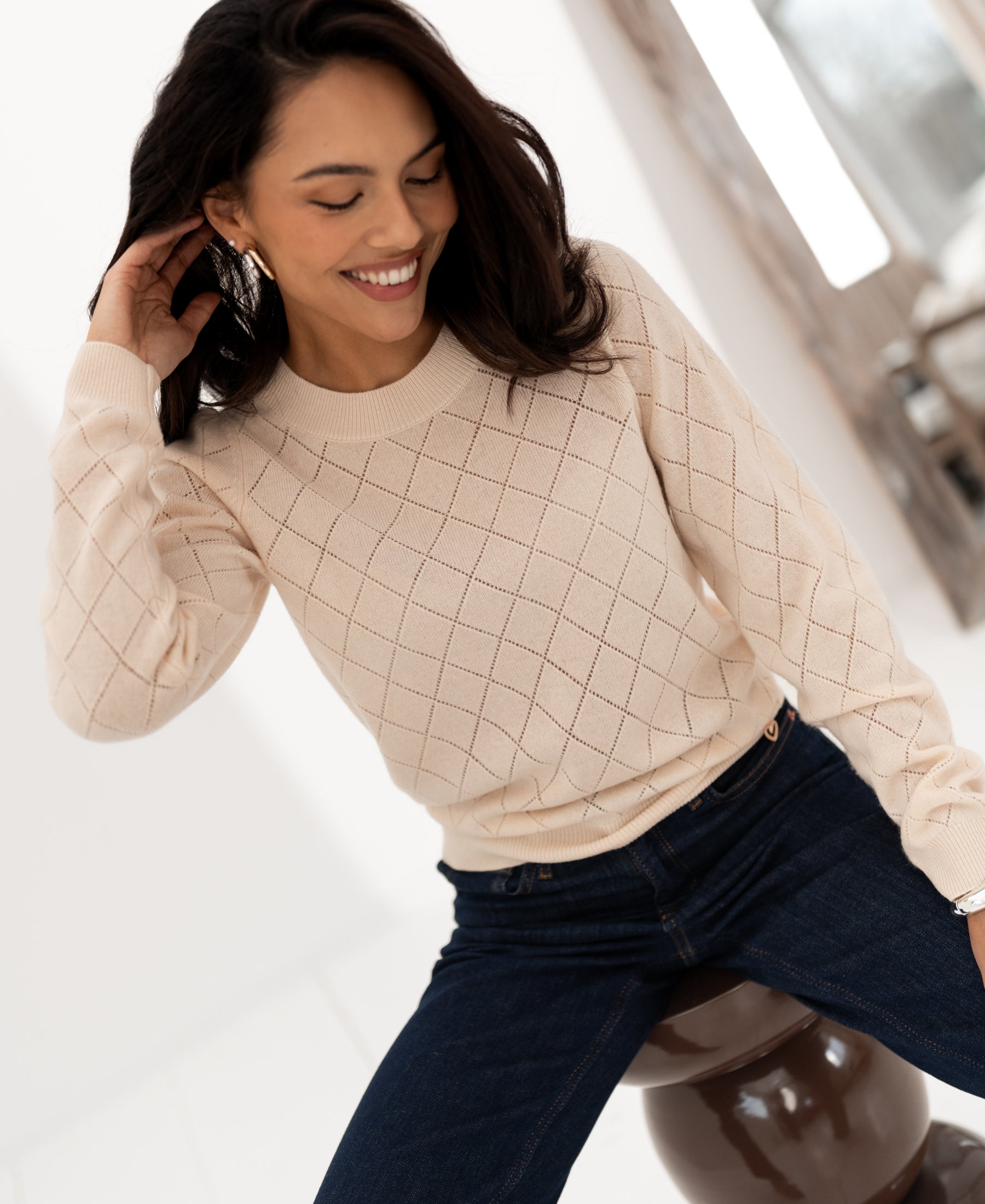 Argyle merino wool sweater LE CAMBRIDGE Butter