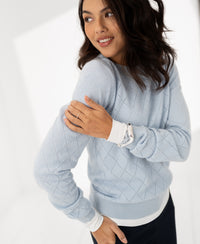 Argyle merino wool sweater LE CAMBRIDGE Light blue