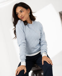 Argyle merino wool sweater LE CAMBRIDGE Light blue