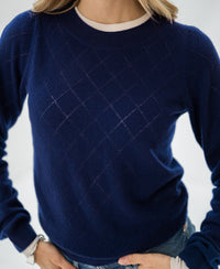 Argyle merino wool sweater LE CAMBRIDGE Navy