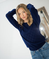 Argyle merino wool sweater LE CAMBRIDGE Navy