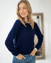 Argyle merino wool sweater LE CAMBRIDGE Navy