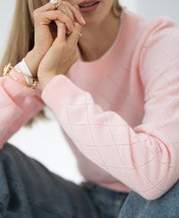 Argyle merino wool sweater LE CAMBRIDGE Light pink