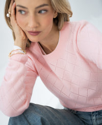 Argyle merino wool sweater LE CAMBRIDGE Light pink