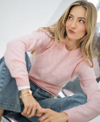 Argyle merino wool sweater LE CAMBRIDGE Light pink