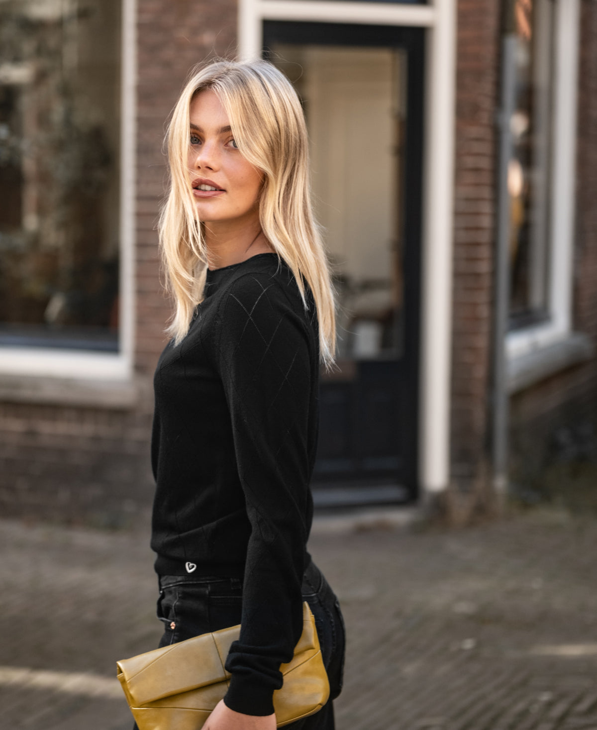 Argyle Merino Sweater LA CAPUCINE Black