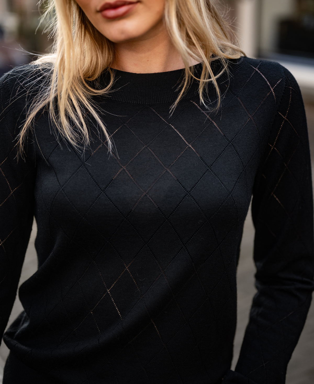 Argyle Merino Sweater LA CAPUCINE Black