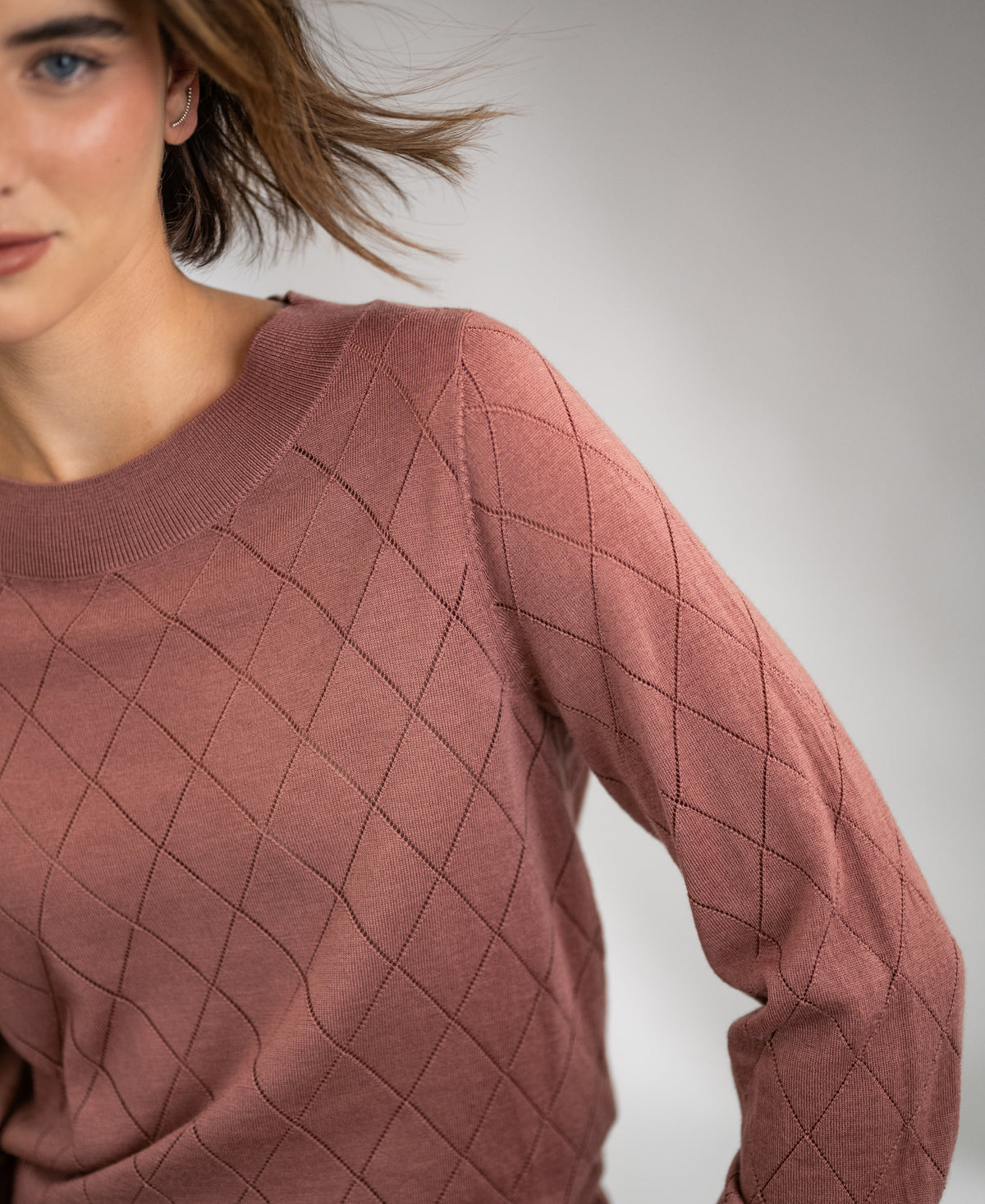 Argyle Merino Sweater LA CAPUCINE Dusty Pink