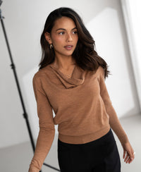 Waterfall neck sweater LA CASCADE Chai tea