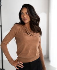 Waterfall neck sweater LA CASCADE Chai tea