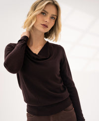 Pullover mit Wasserfallausschnitt LA CASCADE Pure choco