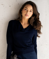 Waterfall neck sweater LA CASCADE Dark blue