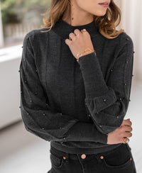 Turtleneck sweater with beads LA CENTAINE Anthracite