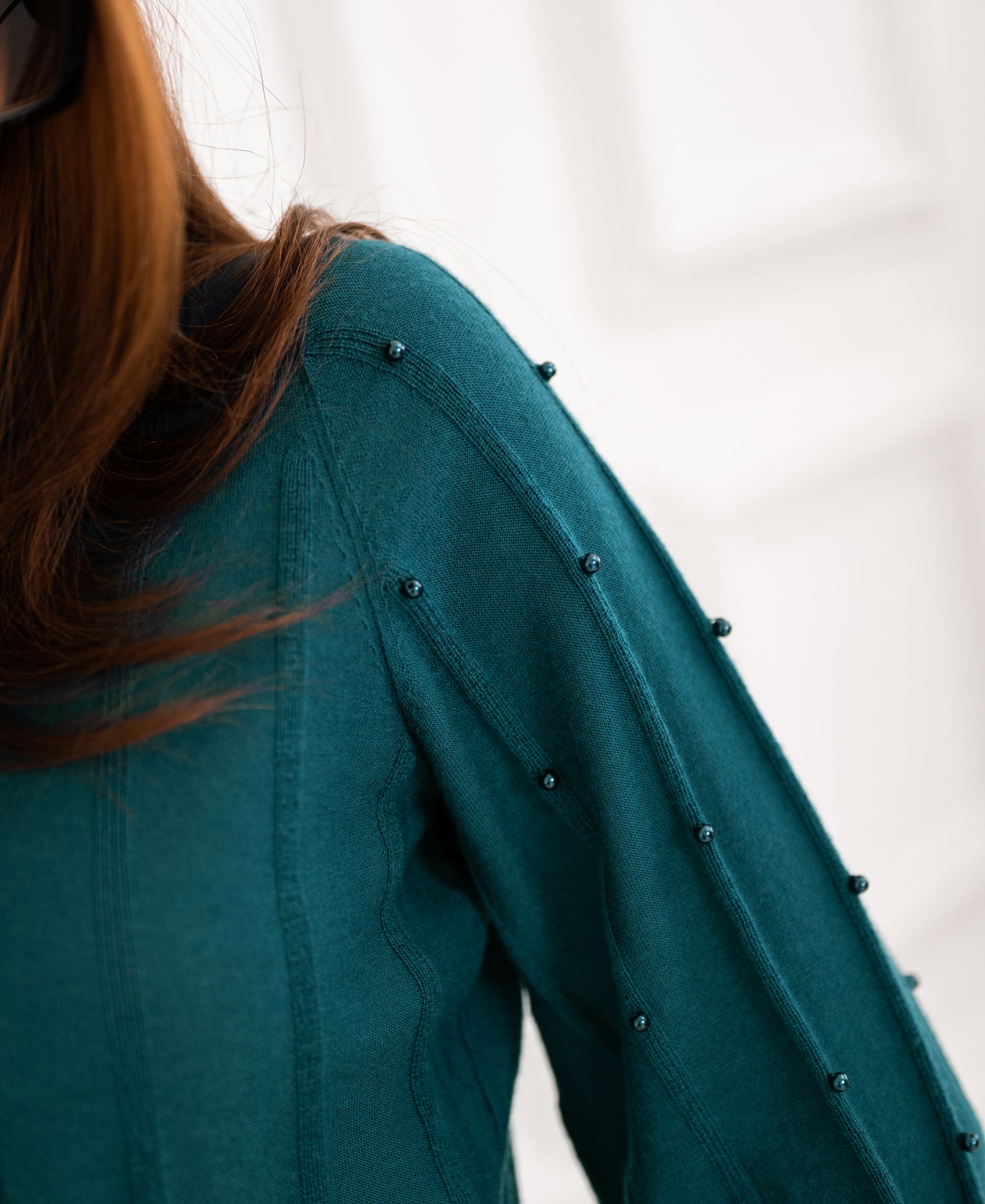 Turtleneck sweater with beads LA CENTAINE Teal