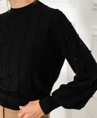 Turtleneck with beading LA CENTAINE Black