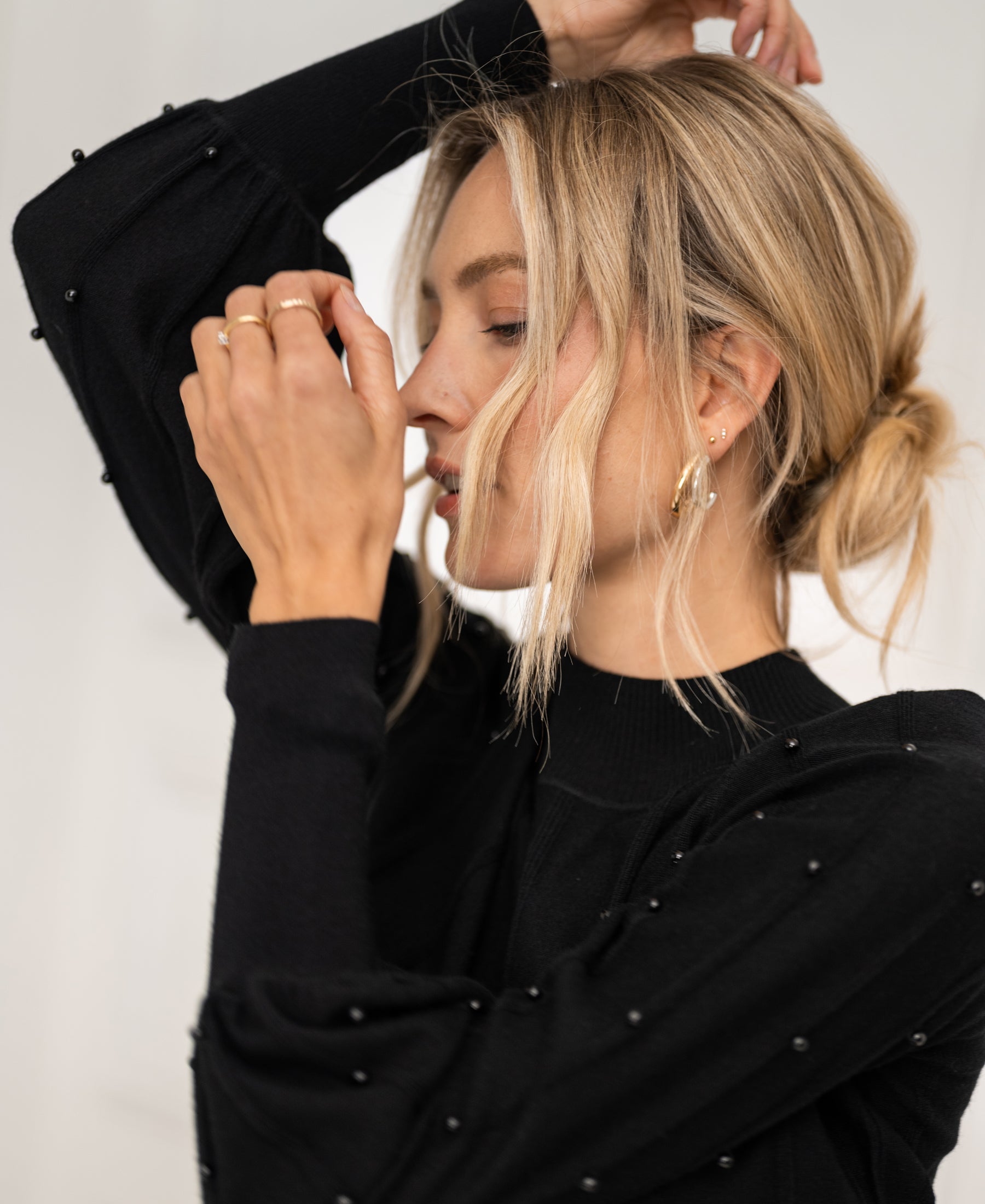 Turtleneck with beading LA CENTAINE Black