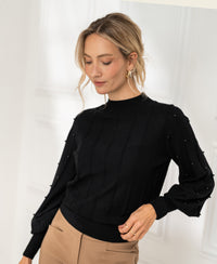 Turtleneck with beading LA CENTAINE Black