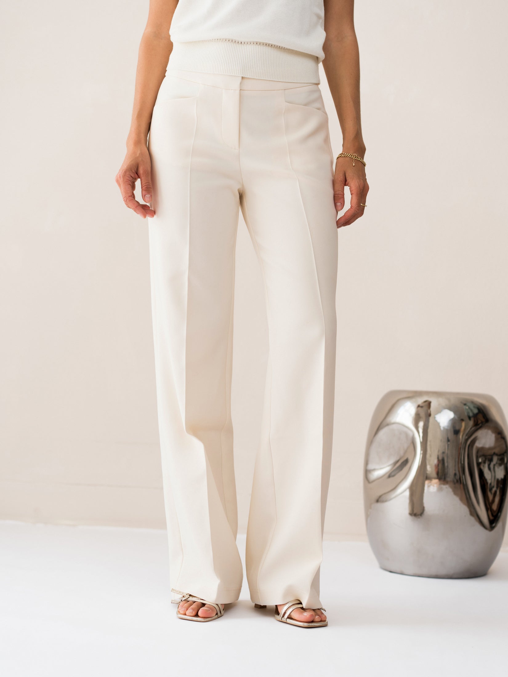 Pantalon wijde pijp LE CENTRE Cream