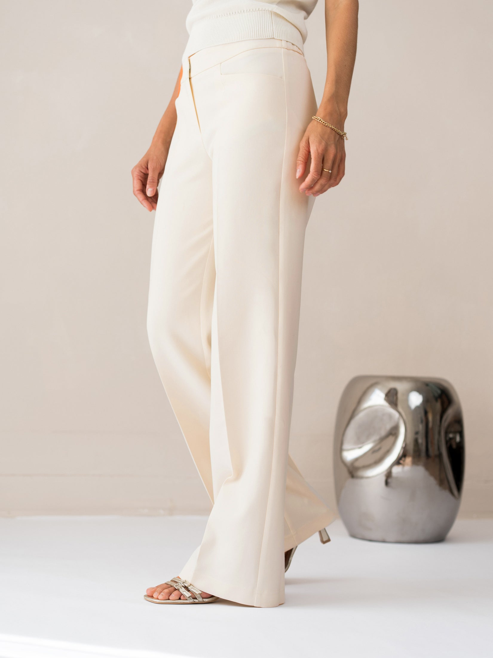 Pantalon wijde pijp LE CENTRE Cream