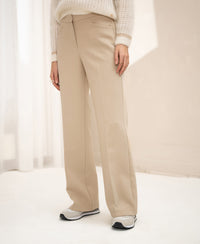 Wide-leg light sand pants from PLEIN PUBLIQUE, full-length view.
