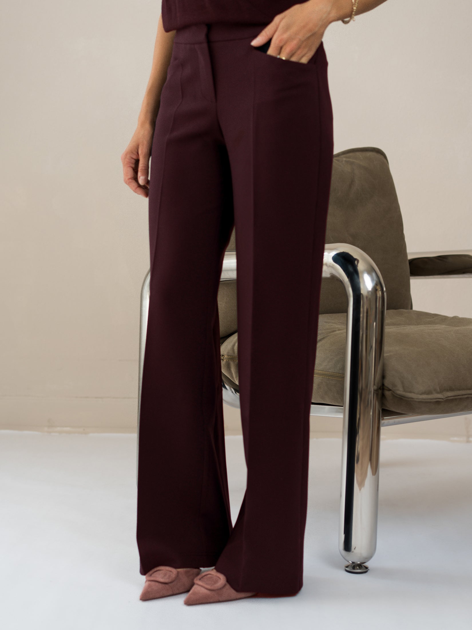 Pantalon wijde pijp LE CENTRE Bordeaux