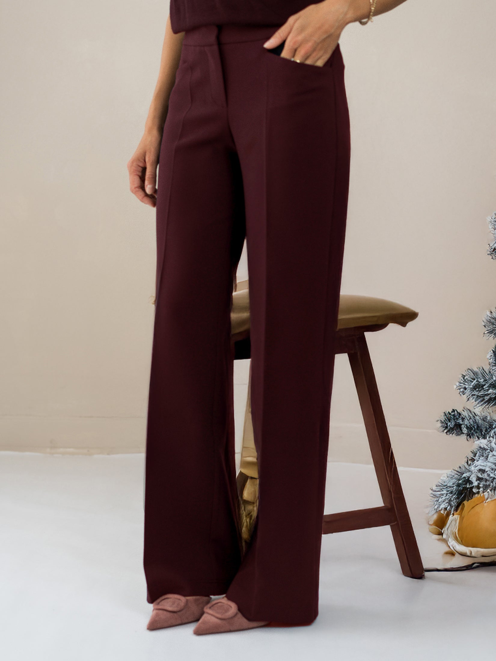 Hose mit weitem Bein LE CENTRE Bordeaux