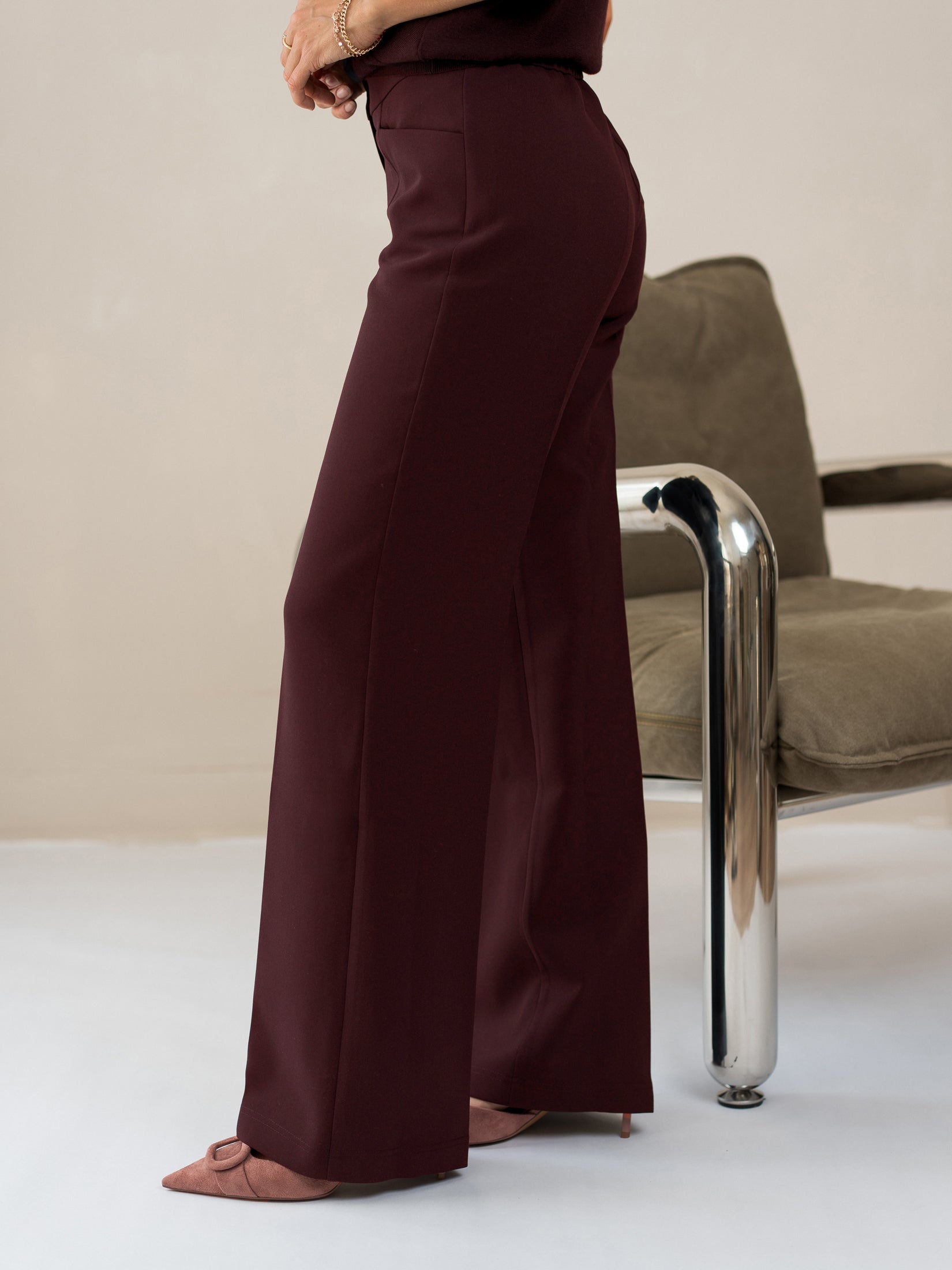 Pantalon wijde pijp LE CENTRE Bordeaux