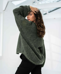 Flauschige Strickjacke LA CHERIE Army