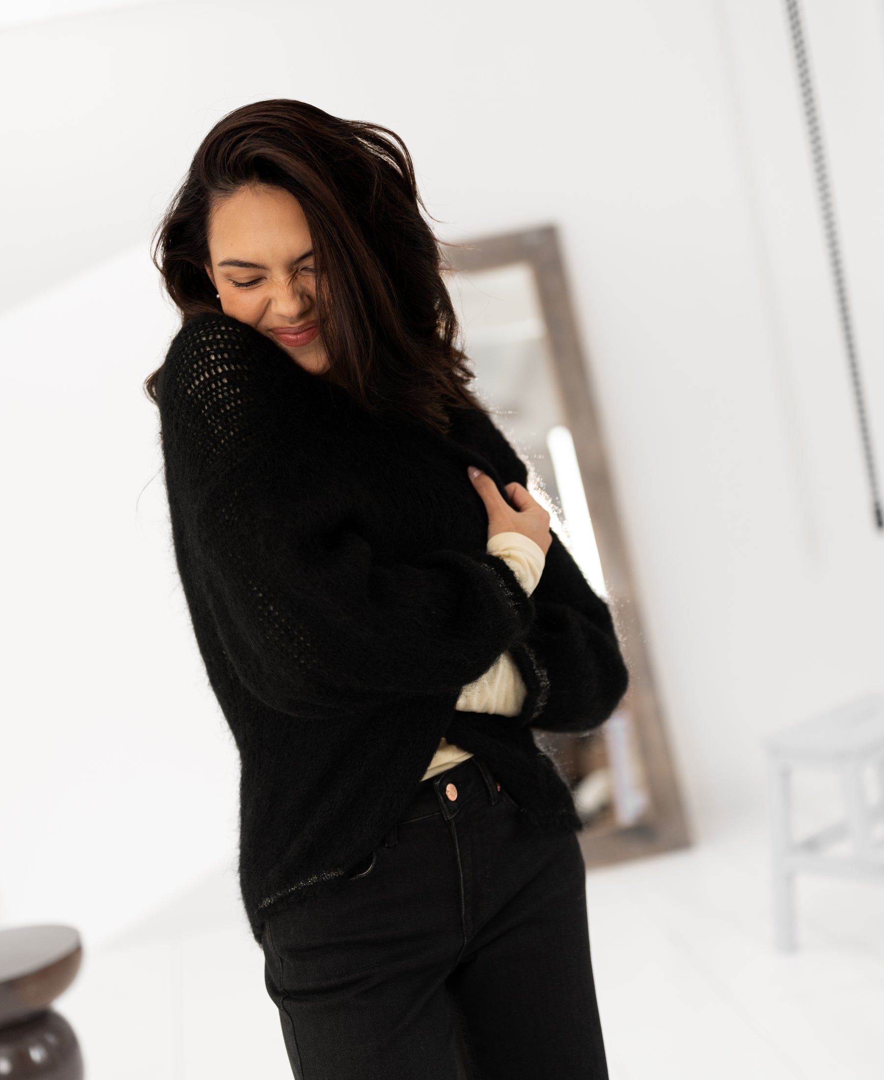 Fluffy vest LA CHERIE Zwart