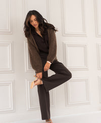 Fluffy cardigan LA CHERIE Brown