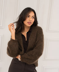 Fluffy cardigan LA CHERIE Brown