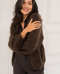 Fluffy cardigan LA CHERIE Brown