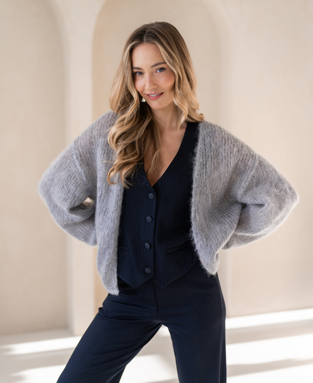 Fluffy vest LA CHERIE Grijs