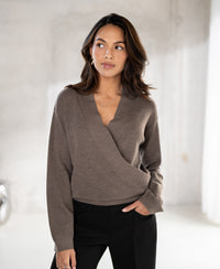 Wrap sweater LES CINQ Taupe melange