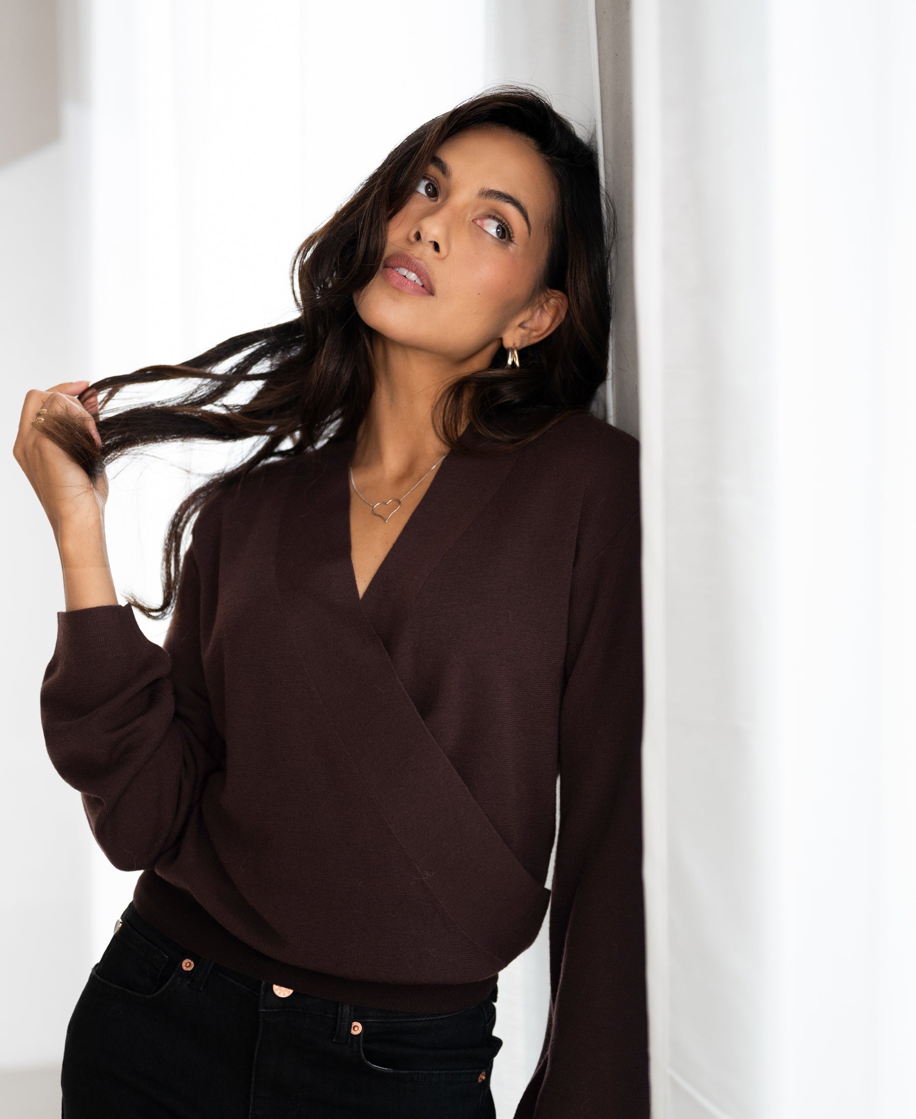 Wrap sweater LES CINQ Cocoa