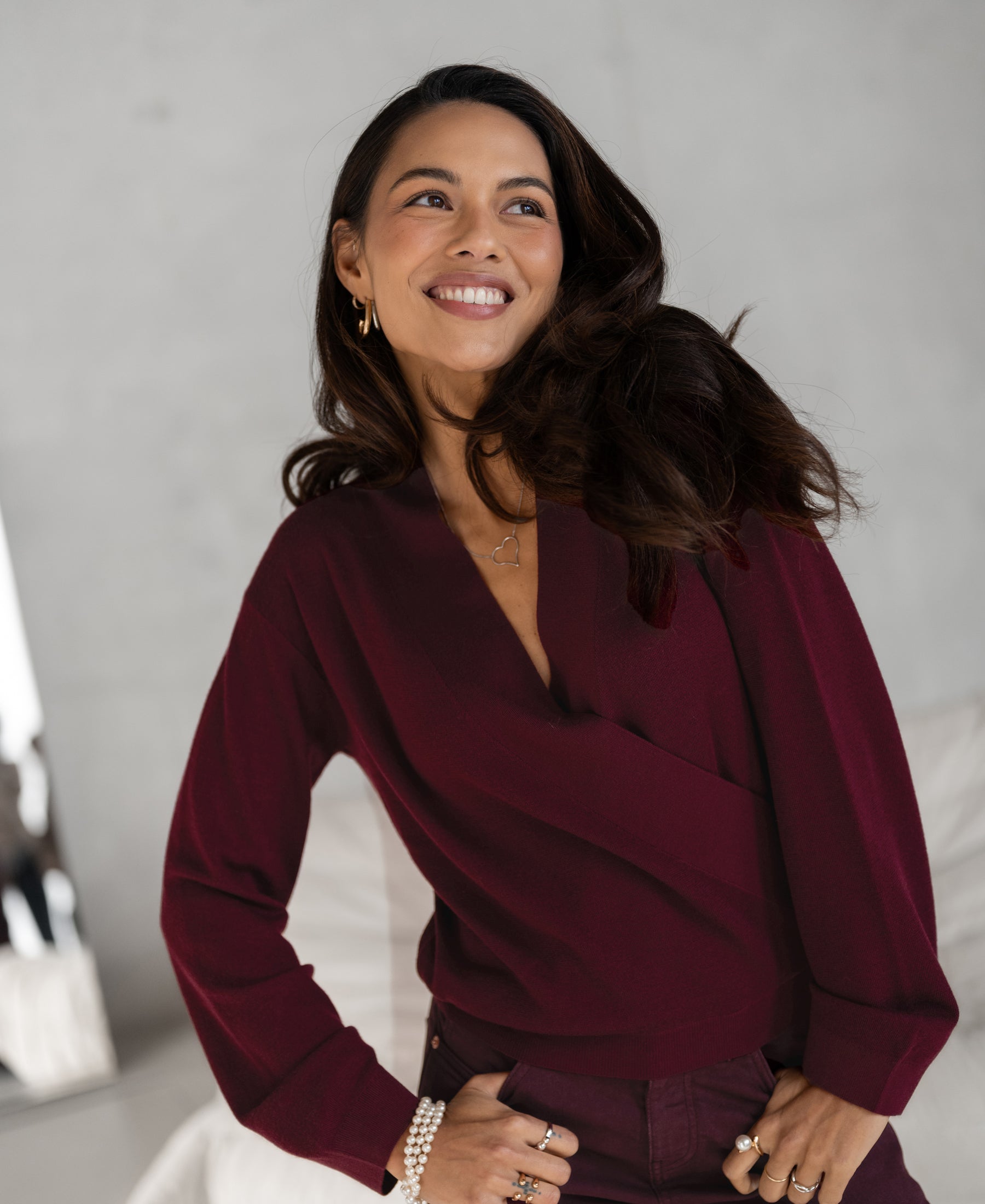 Wrap sweater LES CINQ Dark Red