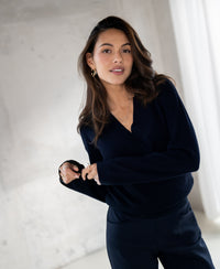 Wrap sweater LES CINQ Dark Blue